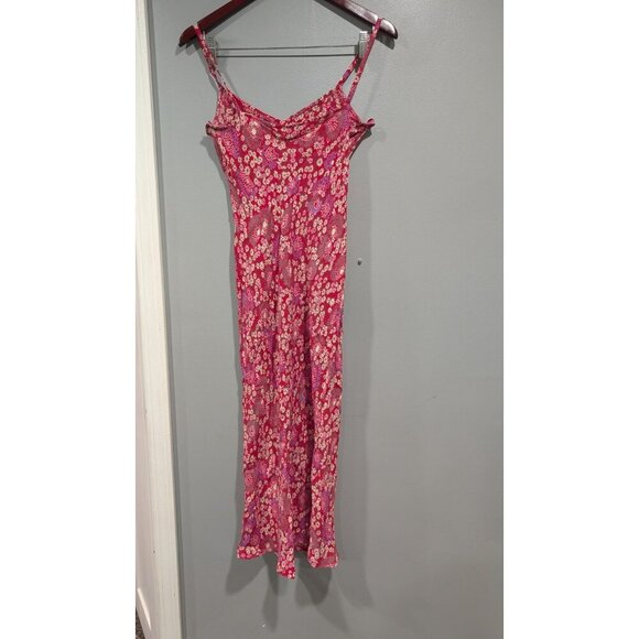 Vintage MONSOON Strappy Ditzy Floral Print Pink Midi Dress Y2K Women's Sz 6 - Picture 2 of 16